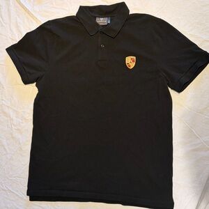 Porsche Drivers Selection Black Polo Shirt Embroidered Crest Men's Large